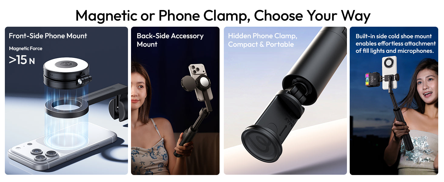 ULANZI SK26 Magnetic 44.5'' MagSafe Tripod/Selfie Stick w Remote iPhone 17 Pro & All